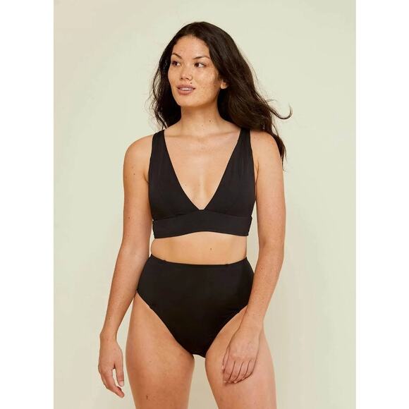 ANDIE SWIM Women's Belize Bikini Top Medium Black Plunge V Neck Swimwear NWT - Picture 2 of 11